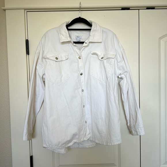 Oversized Forever 21 White Jean Jacket - Picture 1 of 10